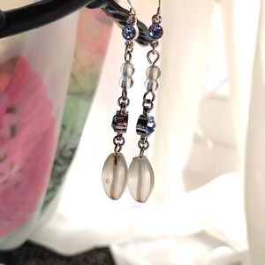 Light Blue and Silver Dangly Earrings